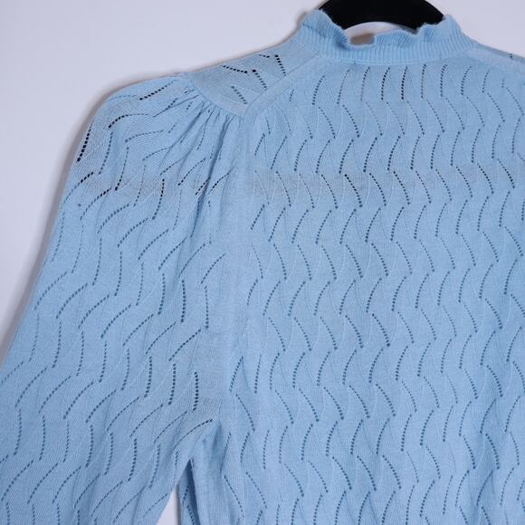 FRENCH CONNECTION Jessica Lace Stitch Cardigan Forget Me Not Blue Women's XS - Picture 5 of 9